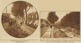 872251 Collage van 2 foto's betreffende de verbreding van de Croeselaan te Utrecht.